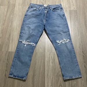 blue ripped jeans